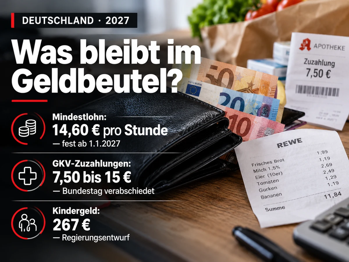 Änderungen 2027 bei Mindestlohn, Zuzahlungen und Kindergeld